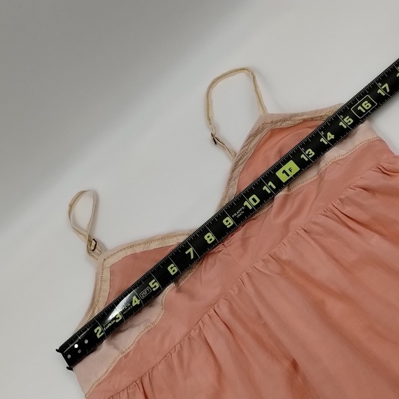 Anthropologie Feather Bone dress adj strap pink gold size medium silk blend med - Picture 11 of 11